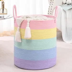Laundry Hamper Basket, Woven Tall Laundry Basket for Blanket Organizer- Clothes Hamper Baby Nursery Hamper for Blanket Storage in Bedroom