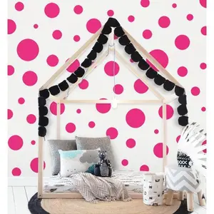 Polka Dot Wall Stickers- (63) Hot Pink Wall Dot Decals