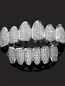 Hiphop Fashion Copper Zirconia Decorative Props, Shiny Stage Accessories for Nightclubs, Unisex Party Wear Jewelry Gift, Trendy Fashionable Accessories