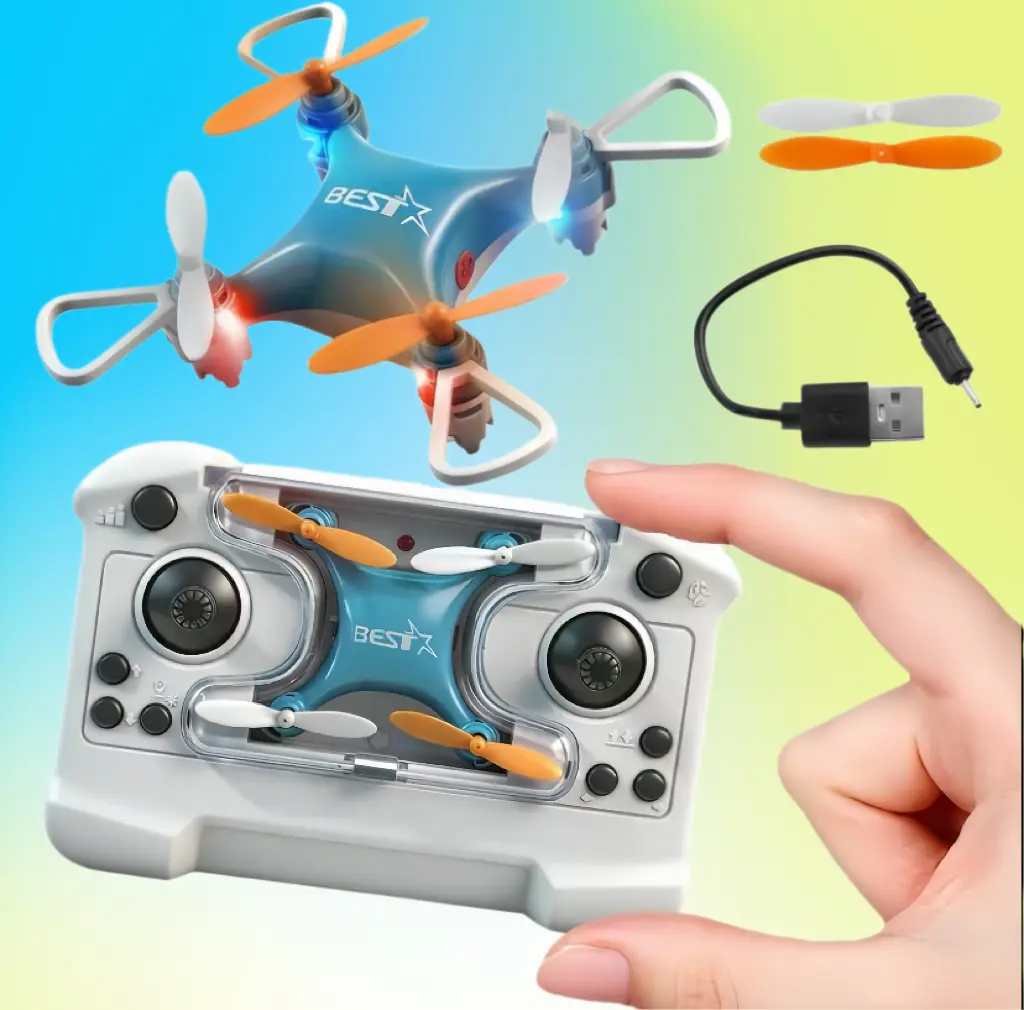 Mini RC Quadcopter Drone with LED Lights – Easy-to-Fly Remote Control Drone for Kids & Beginners, USB Rechargeable