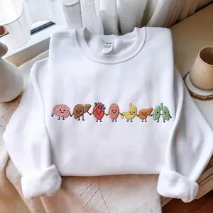 [MADE IN US] Embroidered Organ Friends Sweatshirt, Minimalist Anatomy Healthcare Crewneck, Nursing Student Graduation Gift, Cute Medical Student Sweater