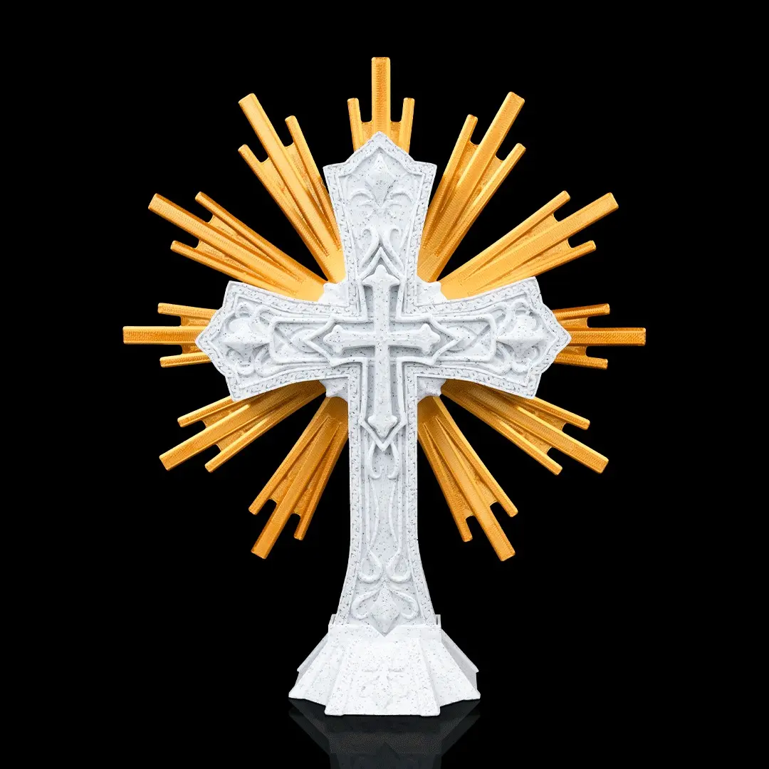 Sacred Cross Wall Decor - Gold Rays Catholic Christian Wall Art, Religious Home Accent
