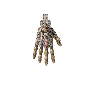 Mechanical Bionic Hand Pendant – Kinetic Fidget Jewelry for Men, Gold Cyberpunk Necklace & Keychain Gift