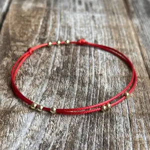 Amelia Gold Beaded Red Anklet
