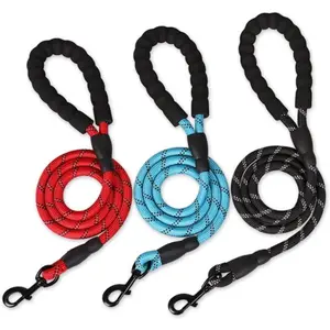 Nylon material is resistant to pulling and biting damage, with strong load-bearing capacity. Reflective round rope, dog chain, dog pull strap, foam handle, medium and large-sized dog leash