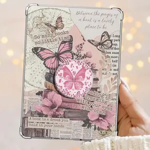 Butterfly Rosy Wings and Blooming Petals Magnetic Kindle Grip Book Lover Cute Kindle Accessories Phone Holder PopSocket Phone Grip Magnetic Pop Socket Phone Grip