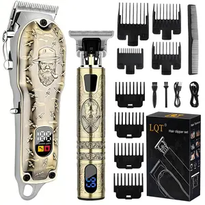 Men's Cordless Grooming Kit, Professional Hair Clipper & T-Blade Trimmer, USB Rechargeable Battery, LED Digital Display, Self Haircut Styling Tool, Holiday Gift for Men