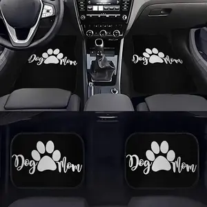 Set of 4 Adorable Paw Print Car Mats, Made of All-Weather Polyester, Compatible with Most Vehicles Including Cars, Sedans, Suvs, And Trucks, Bringing a Touch of Charm to Your Automobile