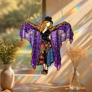 Stevie Nicks Suncatcher , Faux Stained Glass Window Hanging, Boho Witchy Decor, Music Lover Gift, Acrylic Window Art