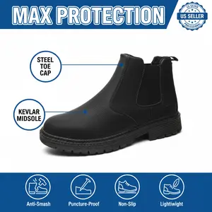 Anti-Slip Smash-proof Splash-proof Puncture-Resistant Unisex Work Boots Warehouse Mechanic Safety Shoe Waterproof Non-Slip Durable Comfortable Fit Offering Premium Comfort Maximum Grip Daily Work Utility Unbeatable Protection