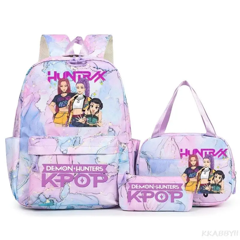 KPop Demon Hunt 3Pcs Set Women Student Schoolbags Lovely Backpacks With Totes Bags Pencil case Capacity School Bag Gifts