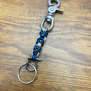 Byzantine Style Weave Keychain with Lobster Claw Snap Customizable Colors Carabiner Jewellery Bead Metal Rings for Durability