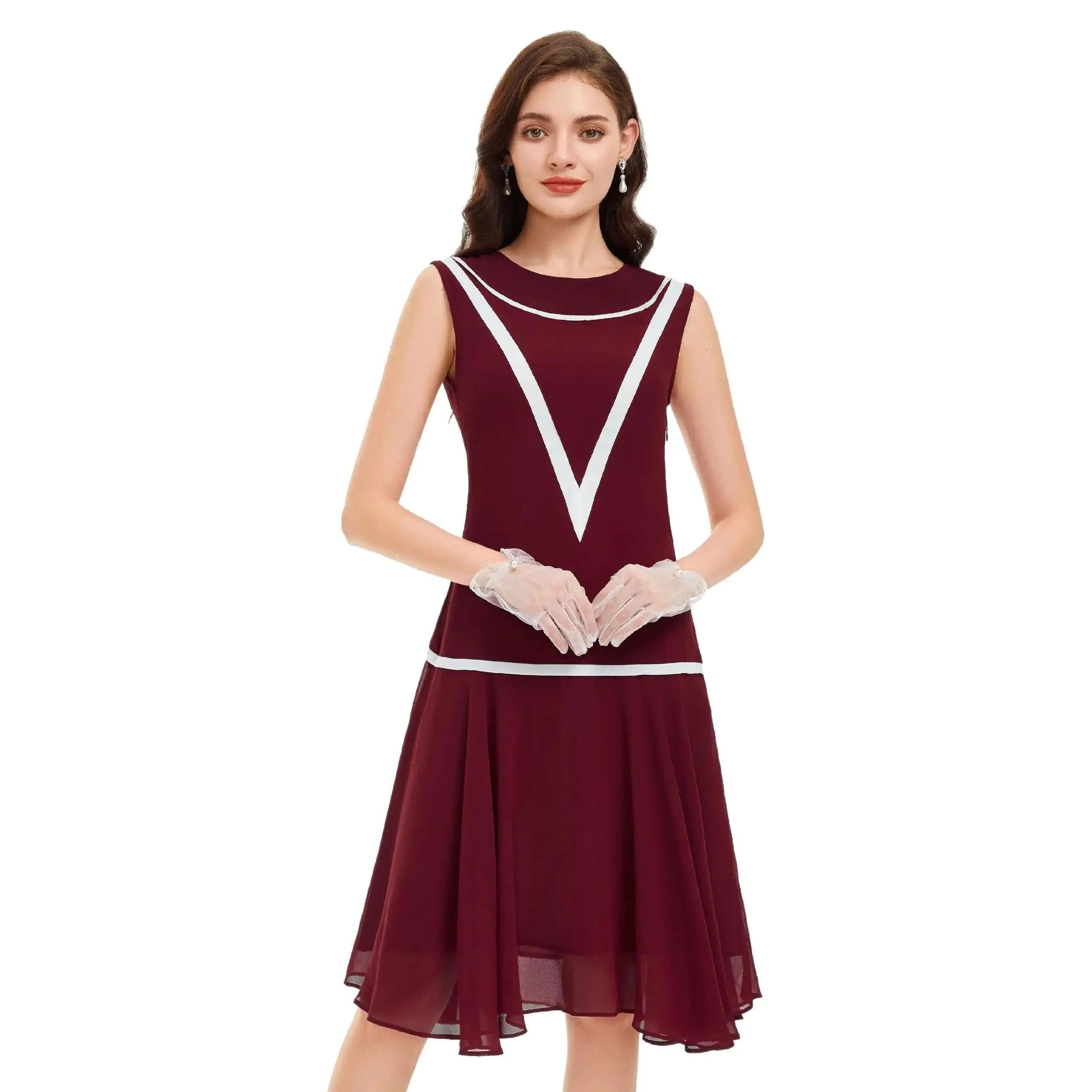 BABEYOND Women’s 1920s Inspired Dress - Flapper Dress Low-Waist Dress Sleeveless Party Chiffon Dress for Women