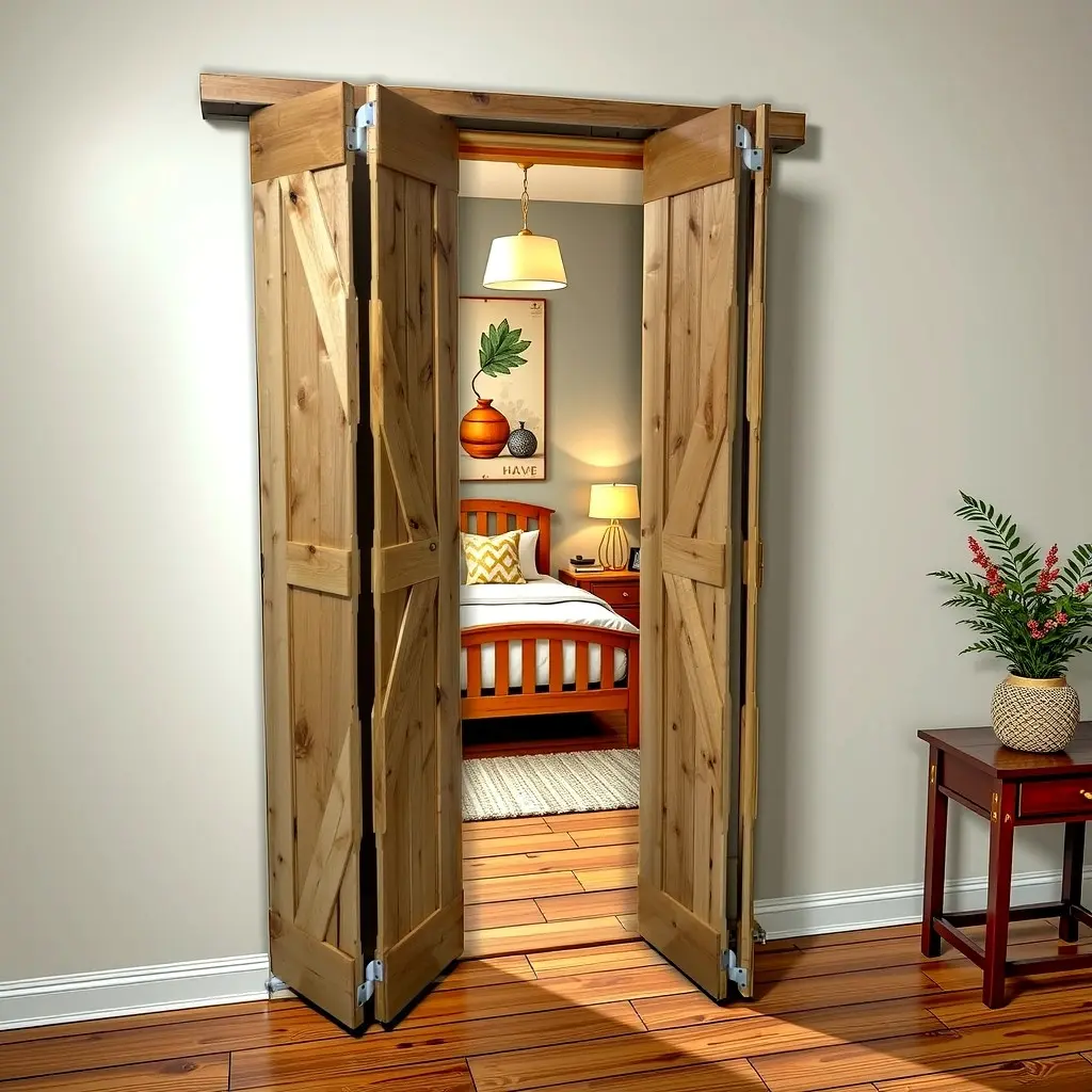 LUBANN 25.5 x 84 High Gloss Finished Rustic Alder Solid Wood Bifold Barn Door