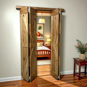 LUBANN 25.5 x 84 High Gloss Finished Rustic Alder Solid Wood Bifold Barn Door