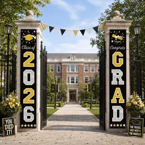 Class of 2026 Graduation Decorations – Multi-Color Congrats Grad Banner, Porch Sign for Any School or Grade, Graduation Party Decor Supplies, Easy Setup Must-Have, Perfect Graduation Gift