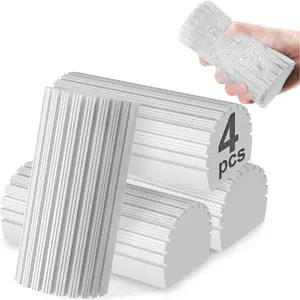 4pcs Damp Sponge Duster Grey, Household Clean Sponges Duster for Cleaning Baseboards Blinds, Vents, Window Trunk, Scrub Magic Dusting Sponge Eraser Reusable Wet Sponges Cleaning Supplies Tool