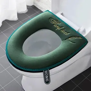 Toilet Seat Cover Soft Thicker Warmer Stretchable Washable Cushion Mat Bathroom