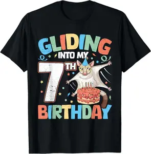 Gliding Into My 7Th Birthday 7 Years Old Sugar Glider T-Shirt