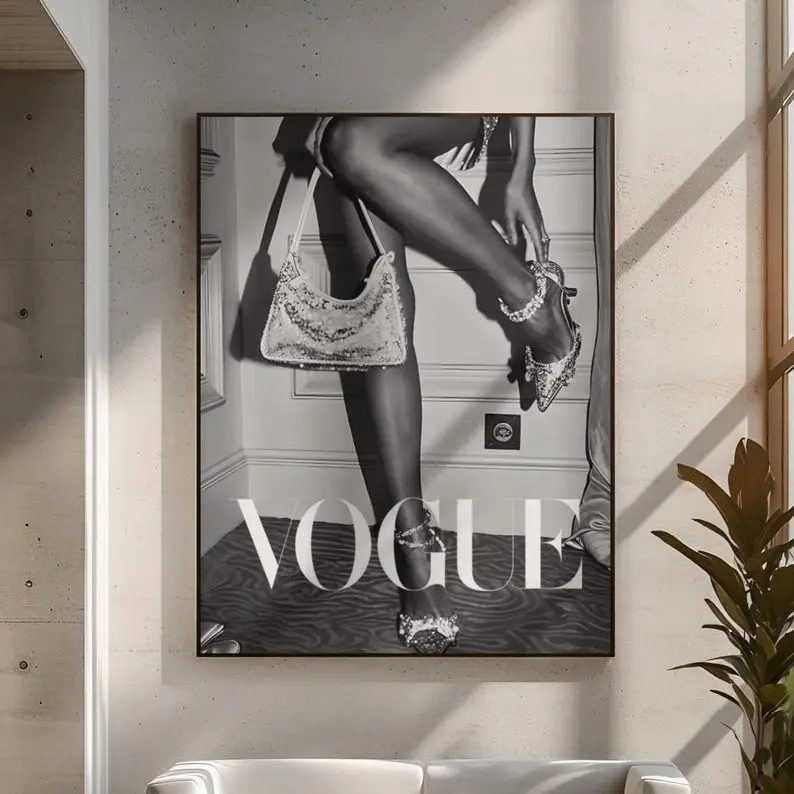 Luxury Vogue Heels Minimalistic Poster, Fashion Magazine Wall Decor, Iconic Print Aesthetic, Modern Editorial Room Art, Bedroom Y2K Gift