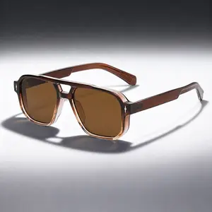 2026 Summer Essential | LUXE Lite Premium Acetate Rectangle Navigator Sunglasses, HD Polarized Double Bridge Old Money Style, UV400 OAR Lens, US Stock Fast Shipping