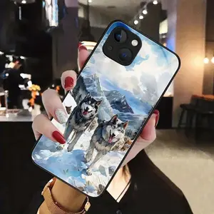Wolf Pattern Anti-Fall Tempered Glass Phone Case for iphone17 17Air 16 Pro 15 Promax 14 Plus 13 12 11/Shockproof Soft Protective Cover