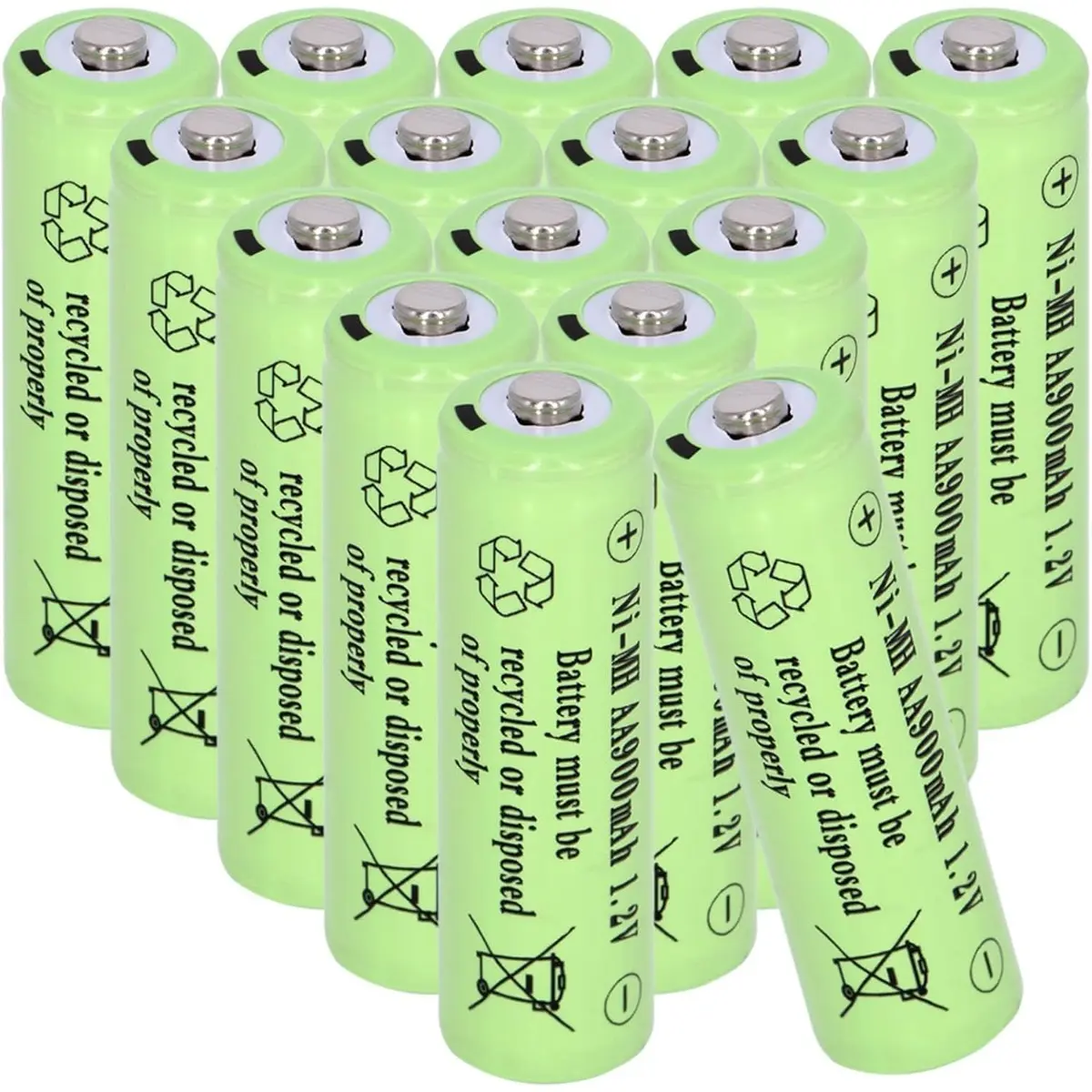 16PCS AA Rechargeable Ni-MH Batteries, 1.2V 900mAh Pre-Charged Design, Long Lasting Power for Outdoor Solar Lamp Posts, Garden Landscape Lights and String Lights
