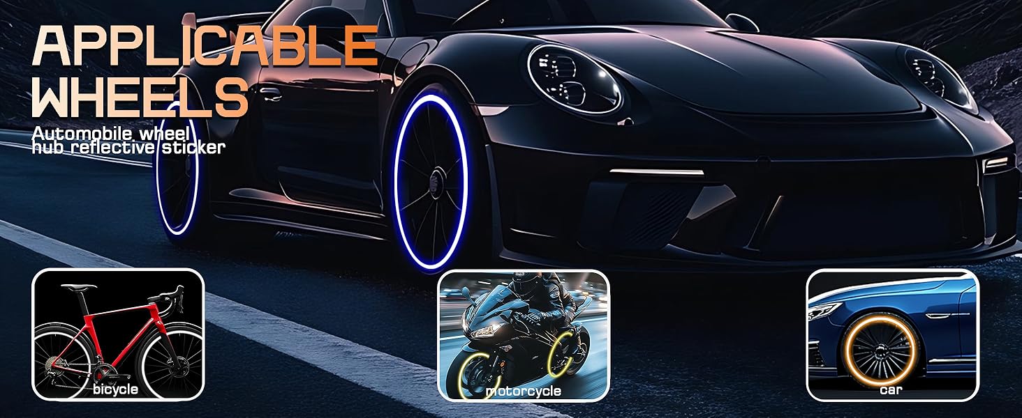 20PCS Car Wheel Reflective Decorative Strip,Night Safety Warning Stickers,Cars,Motorcycles,Bicycles are Applicable, Colorful and Diverse, a Street The Most Beautiful Car (Red)