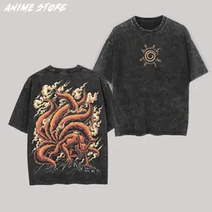 Jinchuriki Kurama Nine Tailed Fox Hoodie Naruto Anime Shippuden Retro Vintage Unisex Oversize Anime Manga Acid Washed Lightweight Cotton T-shirt, Anime Merch,Gift For Anime Fan, Naruto Lover,  Anime Clothing, Anime Merch, Graphic, 2025