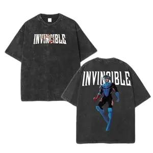 Retro Limited Invincible War Mark Grayson Washed T-Shirt, TV Show Comics Double Printed Oversized Cotton Graphic Tee, Invincible Merch Menswear Soft