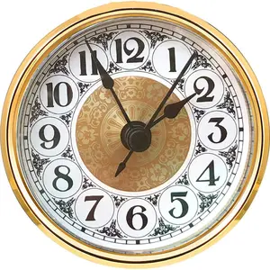 Mini Quartz Clock Insert 2.8 Inch (70 mm) Round Quartz Movement Miniature Clock White Dial  Trim Arabic Numerals, Fit 2.4 Inch (61 mm) Diameter Hole