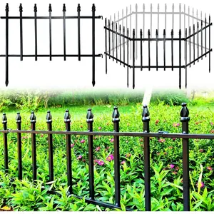 Foldable Metal Decorative Garden Fence, 22" Wide x 18" High, 5 Panels Total 9.17 Feet, Metal Border Landscape Fencing for Flower Bed Yard Animal Barrier