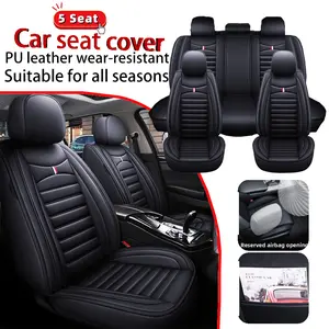 Cute Car Decor PU Leather 5 Seat Car Seat Cover High-end Wear-resistant Soft Comfortable Fully Wrapped Interior Suitable for All Seasons