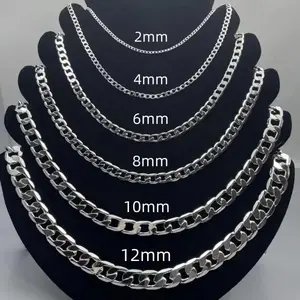 Men's 925 Sterling Silver Necklace 2/4/6/8/10/12MM 40-75cm Face Chain Lobster Clasp Engagement Jewelry Gifts for Men Women