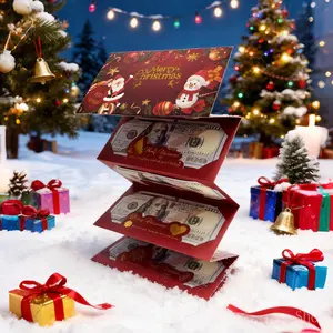 4Pcs Christmas Cash Gift Envelope, Cash Envelopes, Surprise Money Clip for Men and Women, Cartoon Greeting Card, Fantasy Theme, Money Clip, Creative Cash Gift Wallet, Unique Multifunctional Cash Box for Any Recipient