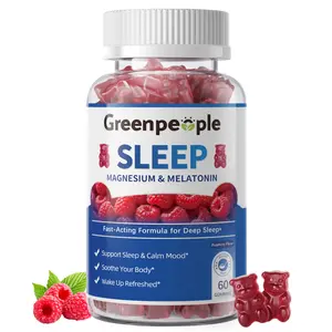 Greenpeople Magnesium Melatonin Sleep Gummies, 0 Sugar Natural Raspberry Flavor, Magnesium Citrate 30mg & Melatonin 3mg for Sleep Support, Vegan Pectin Gummies, Gluten Free, 60 Count
