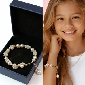 Pearl Bracelets for Women Freshwater Cultured Pearl Zircon Beads Golden Chain Slider Bracelet Bride Wedding Gifts