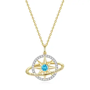 FANCIME "Stellar Promise" Topaz December Birthstone Sterling Silver Necklace