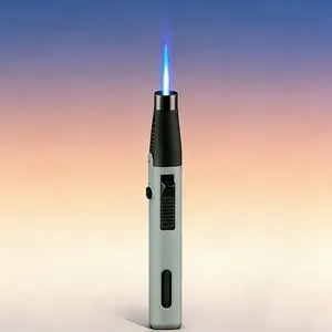 1300° Blue Flame Lighter (Butane-Free), Windproof and Refillable Butane Lighter, Suitable for Outdoor Use, Barbecues, Candles, and Stove Walls, Gift Box Packaging