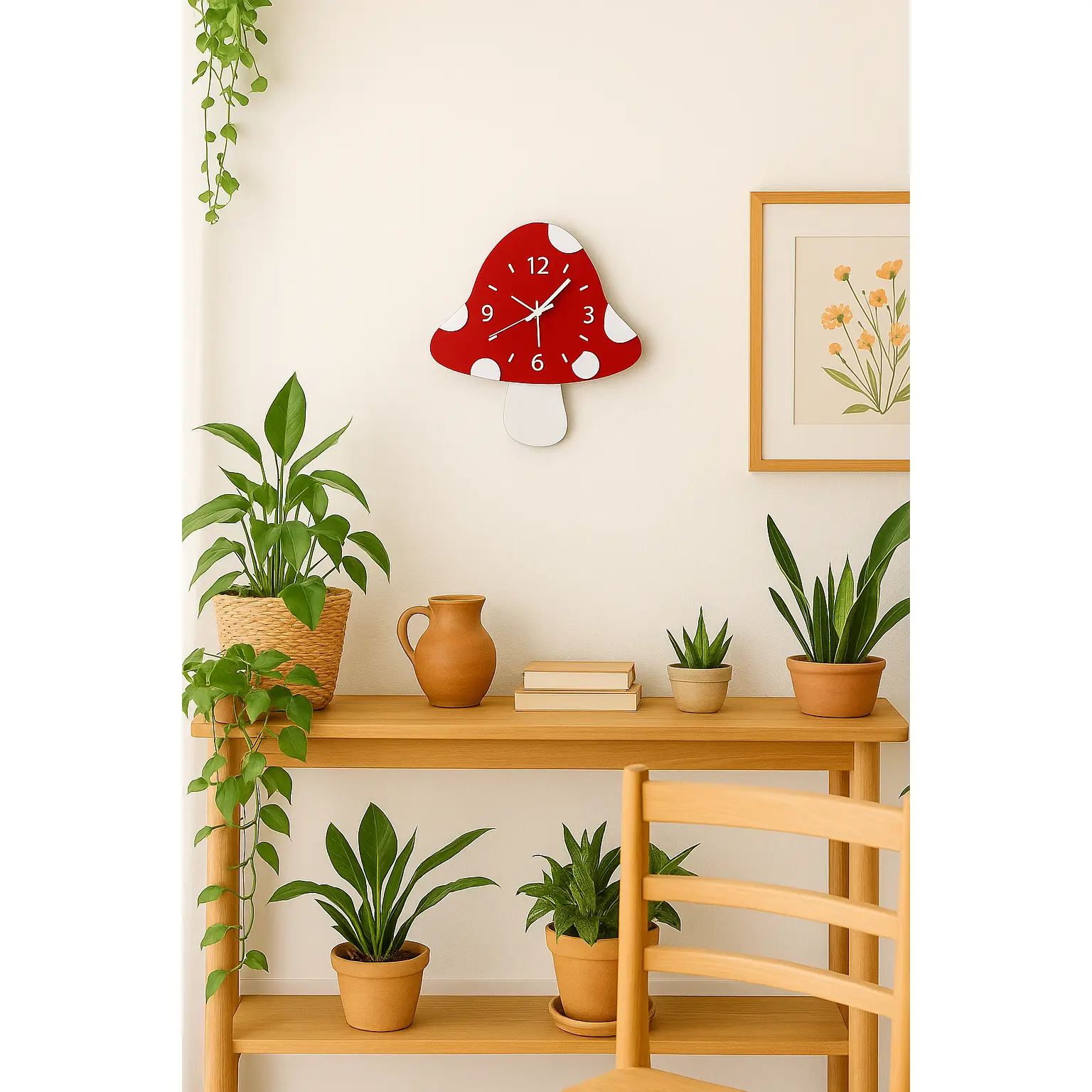 Mushroom Wall Clock- Handmade with Wood and Acrylic