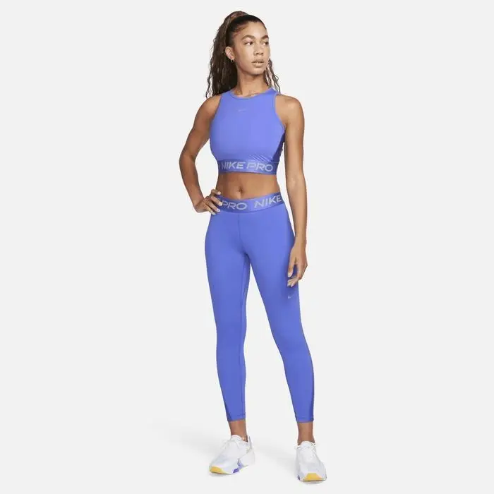 Nike Pro Dri-FIT Women's Cropped Tank Top Blue Joy/Metallic
