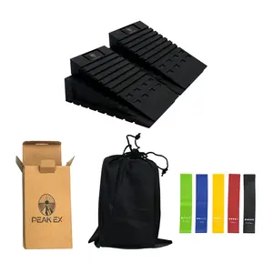 PEAK EX Squat Wedge Blocks (2 Pcs) + 5 Resistance Bands | Slant Board for Better Workouts floor workout equipment fitness exercise for home workout