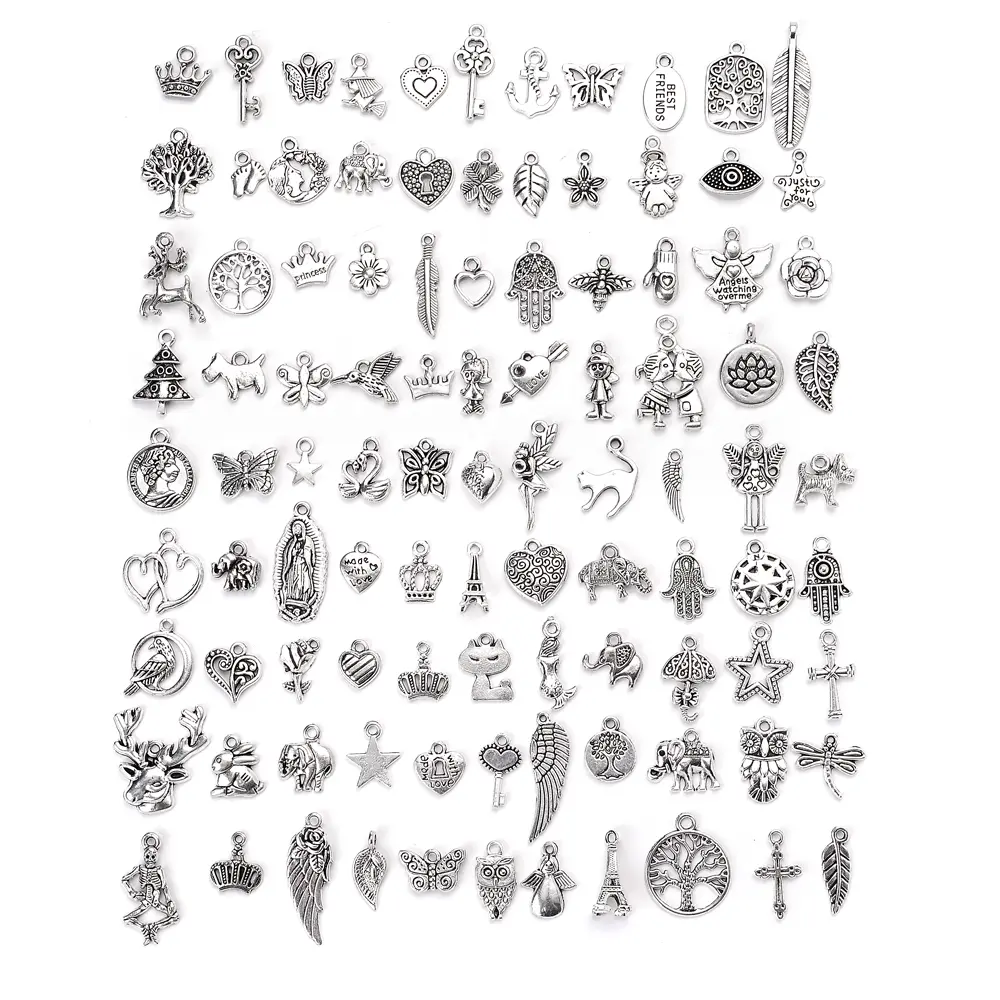 200 Pcs Mixed Charms for Jewelry Making Antique Silver Bulk Random Assortment Pendant for DIY Bracelet Necklace Keychain Earring Craft Supplies
