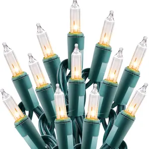 HXWEIYE Clear Christmas String Lights 100 (10M+0.6M Extension Cable)Count 25 Feet Incandescent Bulb Mini Lights for Indoor Xmas Tree Garland Birthday Wedding Party Festival Decoration, Green Wire Led Outdoor Waterproof