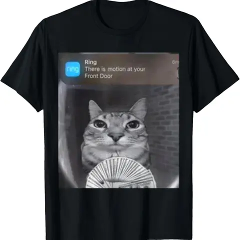 100% Cotton Ring Cat with Motion Meme T-Shirt