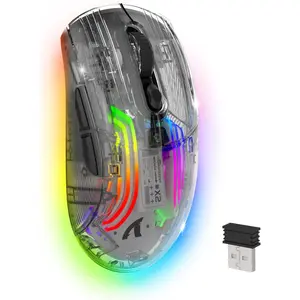 Wireless Gaming Mouse PC Transparent Shell Computer Mice with Dual Mode BT5.0/2.4G,PixArt Chip 3D RGB Lighting,Ergonomic 7 Buttons Valentine's Day wireless  mouse