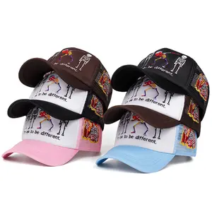 NEW HATS Skeleton embroidery Hip Hop Breathable Unisex Baseball Cap Trucker Cap For Women And Men Casual Outing Hat Outdoor Activities Adjustable Snapback Cap