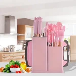 Little Kitchen Utensils Set Silicone Gel Tools WithWooden Handle, Set of 19 Pieces For Home CooksNonstick Spatulas Stirring. Ladle Scraper Spoon Durable Kitchenware Cookware