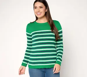 Joan Rivers Striped Crew-Neck Pull-Over Sweater