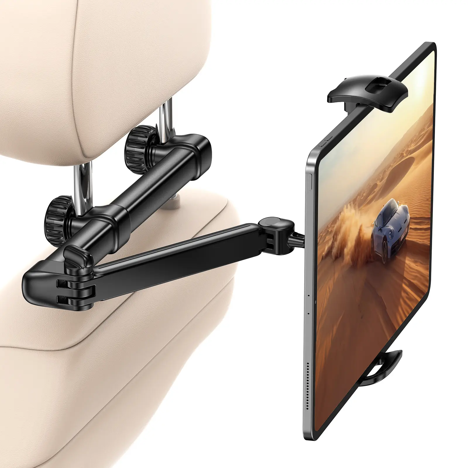 Tryone Car Headrest Tablet Holder - [Lockable] [3 in 1 Extension Arm] Upgrade Tablet Mount for Car Backseat, Gifts Road Trip Essentials for Kids, for iPad Pro Air Mini, Fire HD, 4.7-13" Tablets